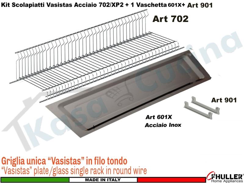Kit Scolapiatti Vasistas Pensile 120 INOXA 702/120 + 2 Staffe 901 + Vaschetta IX