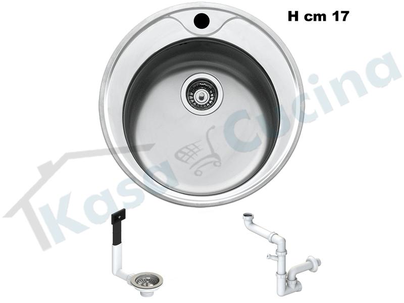 FHULLER Lavello Pozzetto Tondo Apell CIVIFRIPC Acciaio Prelucidato Ø 51 + Foro Miscelatore