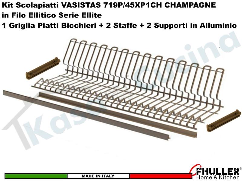 FHULLER Scolapiatti VASISTAS CHAMPAGNE 719P/120XP1CH Pensile 120 + Staffe + Barre