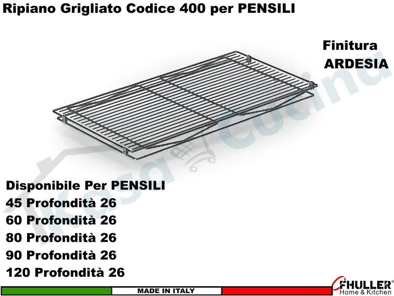 Ripiano Grigliato Mensola Pensile da 45 QUADRO 400/45-30AR Prof. 44 Ardesia