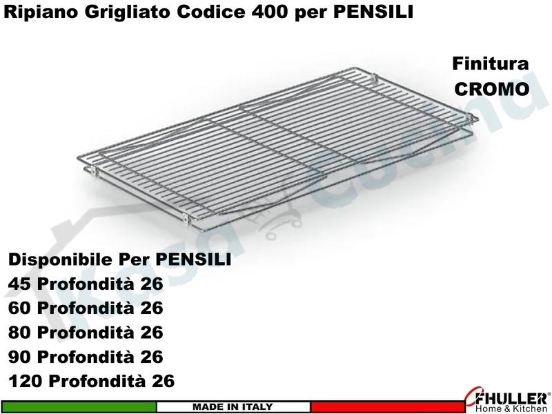 Ripiano Grigliato Mensola Pensile da 120 QUADRO 400/120-30C Prof. 44 Cromato