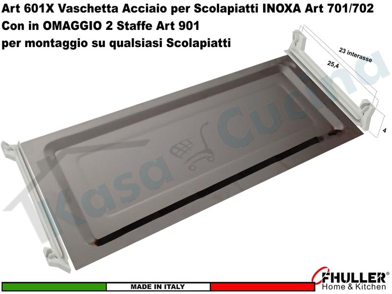 Vaschetta in Acciaio per Scolapiatti Inoxa 701 / 702 da cm.40-45-50-60-70-75-80-90-120