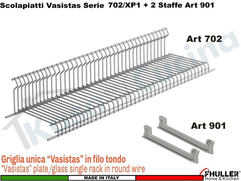 Scolapiatti VASISTAS Griglia Unica GRIGIO 702 Pensile 90 Interno 85,6 + 2 Staffe 901