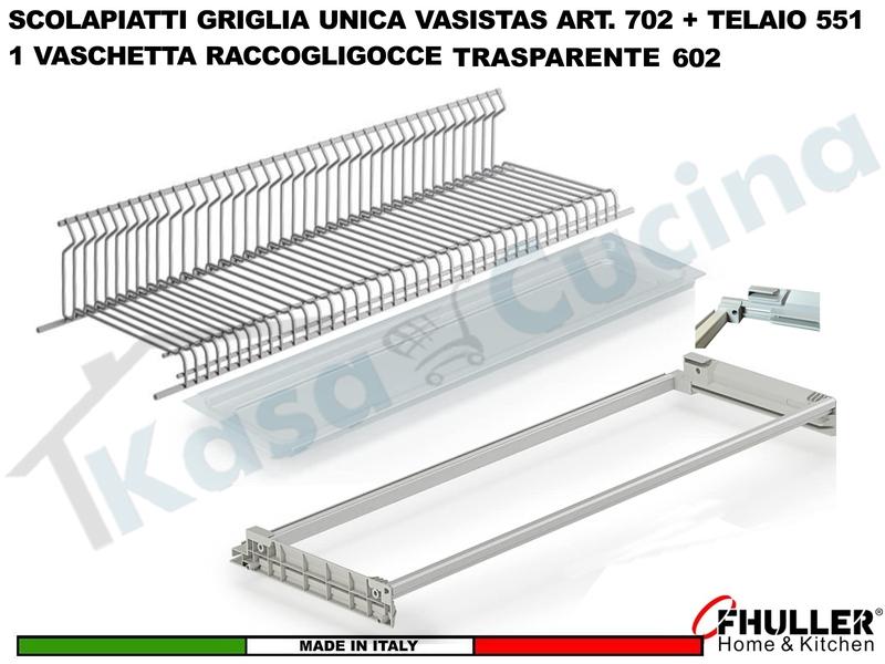 Scolapiatti VASISTAS Griglia Unica GRIGIO 702 Pensile 90 Interno 85,6 1 Vaschetta 1 Telaio