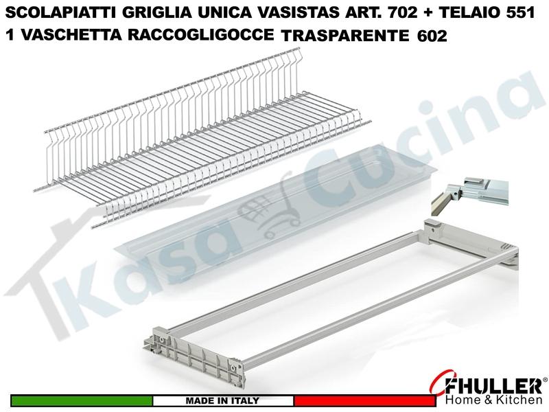 Kit Scolapiatti Vasistas Pensile 90 INOXA 702/90 + Vaschetta 602 +Telaio 502