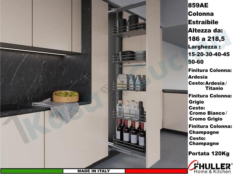 Colonna Dispensa Estraibile Alta ELLITE 859AE/20 H 186 a 218 Larg.20 Vari Colori