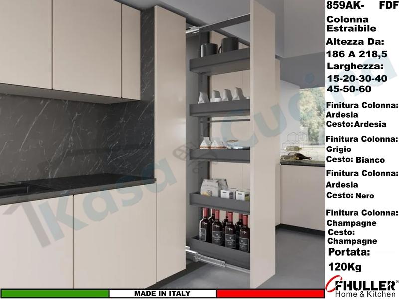 Colonna Dispensa Estraibile Alta IKONA 859AK/15 H.186 A 218 Larg.15 Max 120Kg Vari Colori