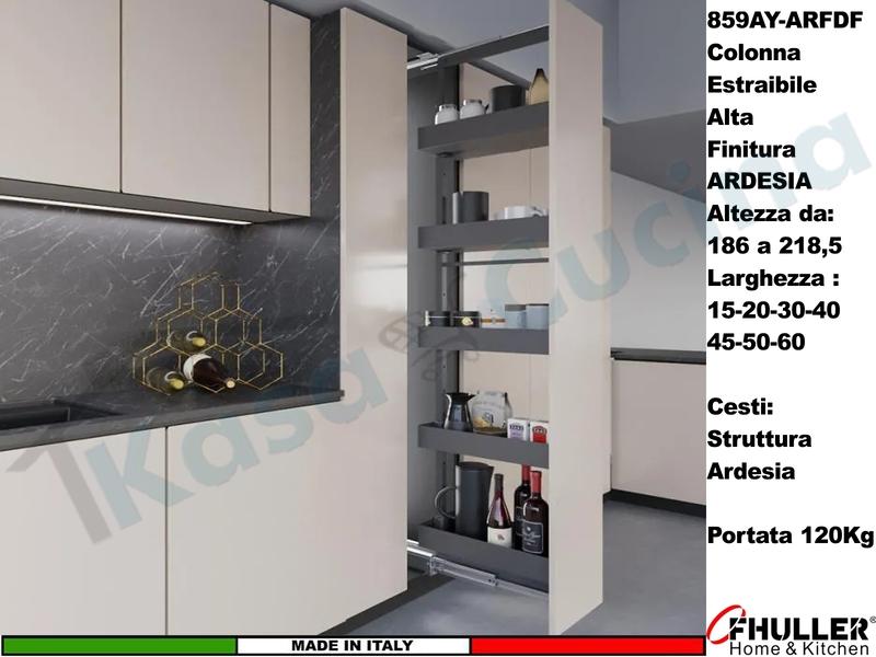 Colonna Dispensa HYPER 859AY da 186 a 218 Ardesia + 5 Cesti 15-20-30-40-45-50-60