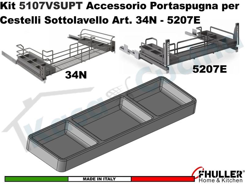 Kit 2 Vaschette porta spugne per sottolavello 34 - 5207 INOXA FHULLER Ardesia