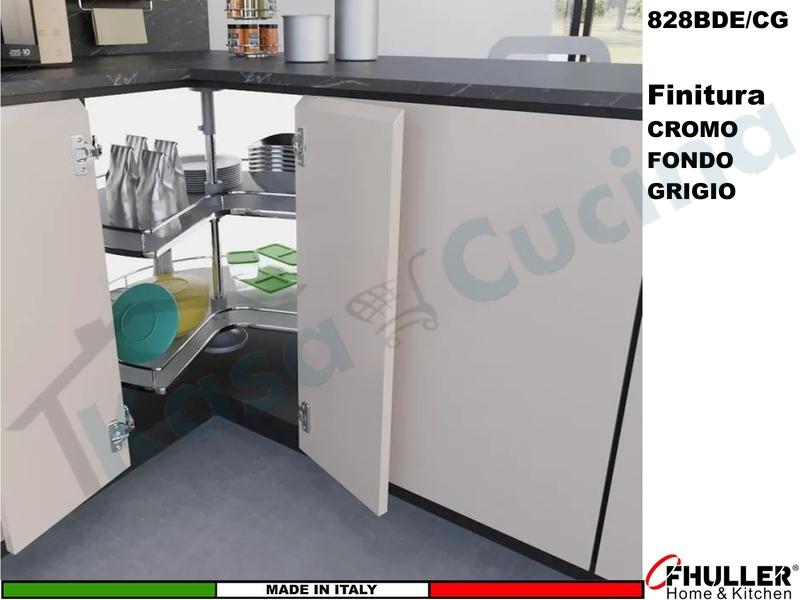 Cestello Girevole 2 Cesti 3/4 828BE/705CG Base Min.80X80 Cromo Cesto Grigio