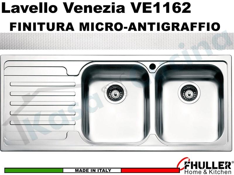 Lavello APELL-FHULLER Venezia Acciaio Antigraffio 116X50 2 Vasche DX e Gocc. SX