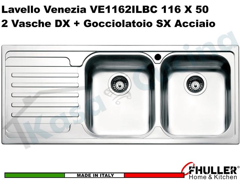Lavello APELL-FHULLER Venezia Acciaio Spazzolato 116 X 50 2 Vasche DX e Gocc. SX