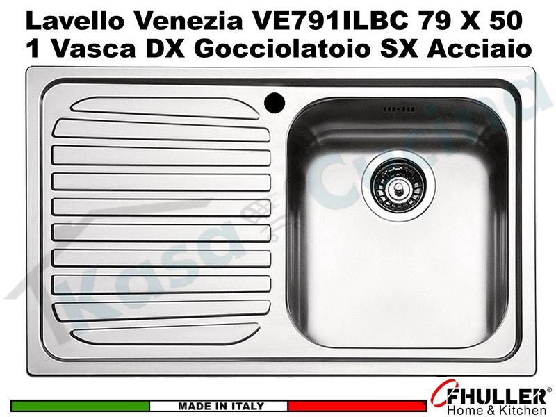 Lavello APELL-FHULLER Venezia Acciaio Spazzolato 79 X 50 1 Vasca DX e Gocc. SX