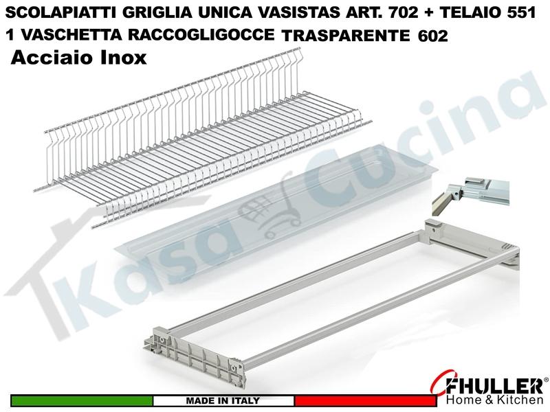 Kit Scolapiatti Vasistas Pensile 90 INOXA 702/90 + Vaschetta 602 +Telaio 502