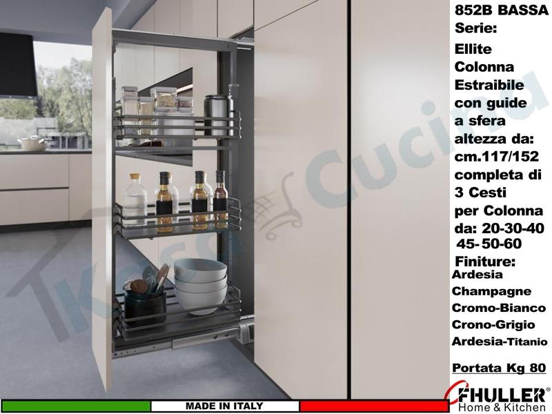 Colonna Estraibile Bassa ELLITE 852BE/20 Da 117 a 152 Larg.20 Vari Colori + 3 Cesti