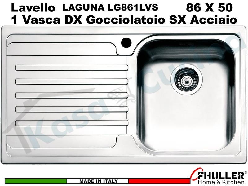 Lavello Incasso FHULLER Mod.LAGUNA Acciaio Spazzolato 86 X 50 1 Vasca DX e Gocc. SX