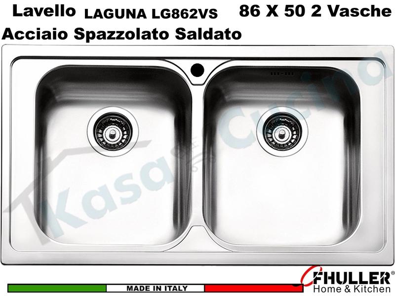 Lavello Incasso FHULLER Mod.LAGUNA Acciaio Spazzolato 86 X 50 2 Vasche