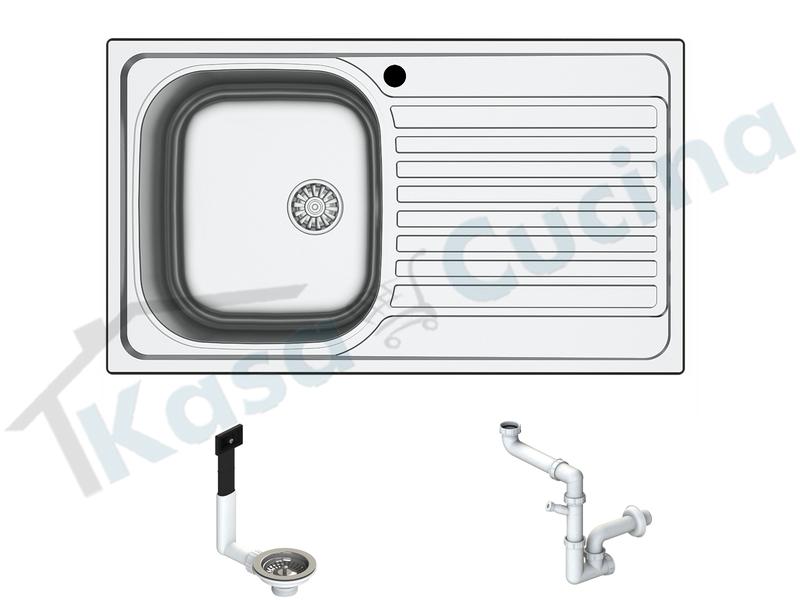 Lavello Incasso FHULLER ATLANTE Acciaio Stampato 86X50 1 Vasca SX Gocciolatoio DX