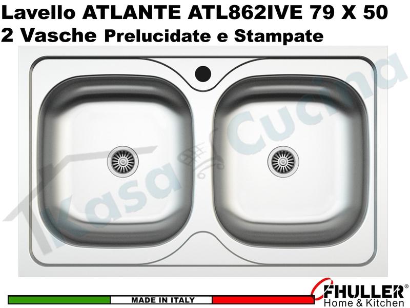Lavello Incasso FHULLER ATLANTE Acciaio Stampato 79X50 2 Vasche