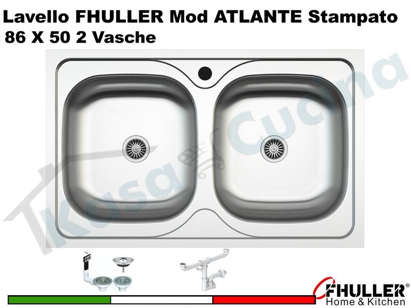 Lavello Incasso FHULLER ATLANTE Acciaio Stampato 89 X 50 2 Vasche