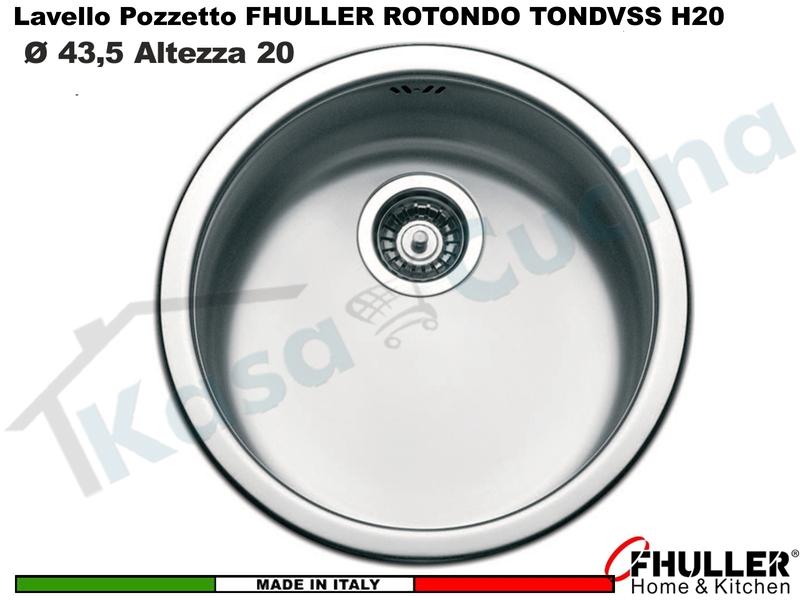 Lavello Pozzetto Incasso FHULLER ROTONDO TONDVSS Ø 43,5 H.20 Acciaio Spazzolato