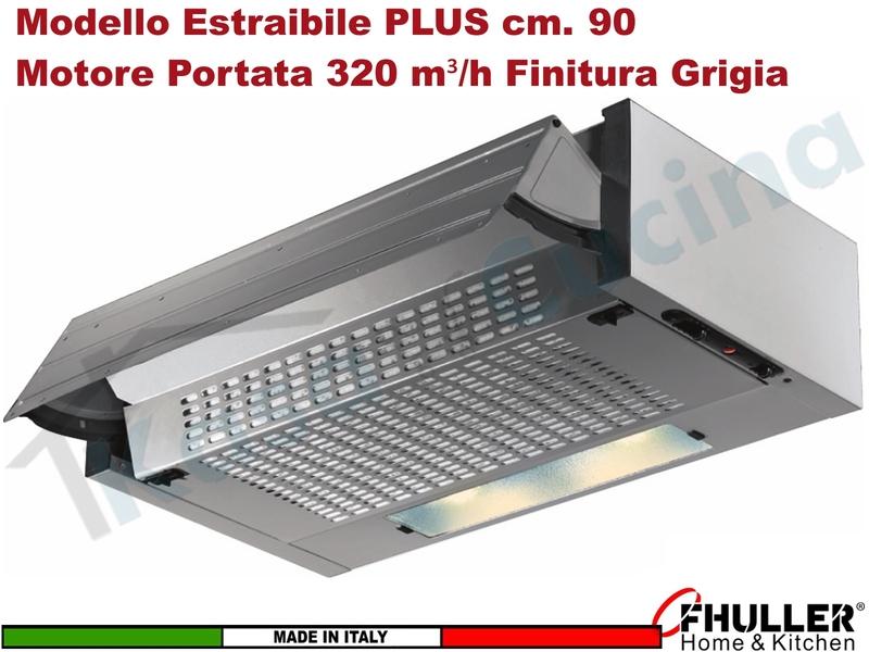 Cappa ESTRAIBILE PLUS Incasso 90 Sottopensile K104R0079 Motore 320 m³/h Cla. C