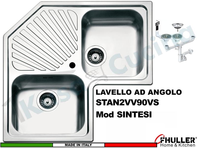 Lavello Angolo Incasso Apell-FHULLER ROAN2IBC 83X83 2 Vasche Acciaio Spazzolato