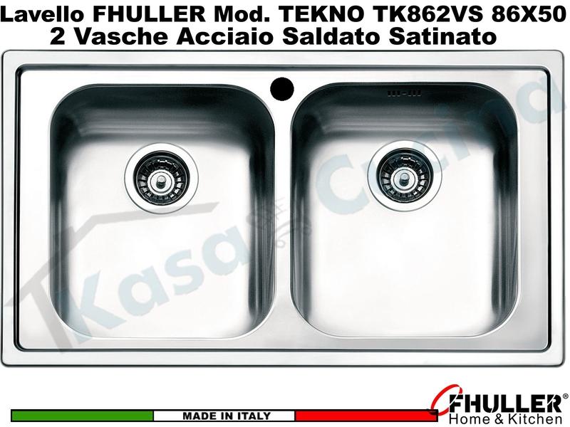 Lavello Incasso FHULLER Mod.TEKNO Acciaio Saldato Spazzolato 86X50 2 Vasche