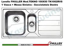 Lavello Incasso FHULLER Mod.TEKNO Acciaio Saldato Spazzolato 100X50 1V ½ SX e Gocc. DX