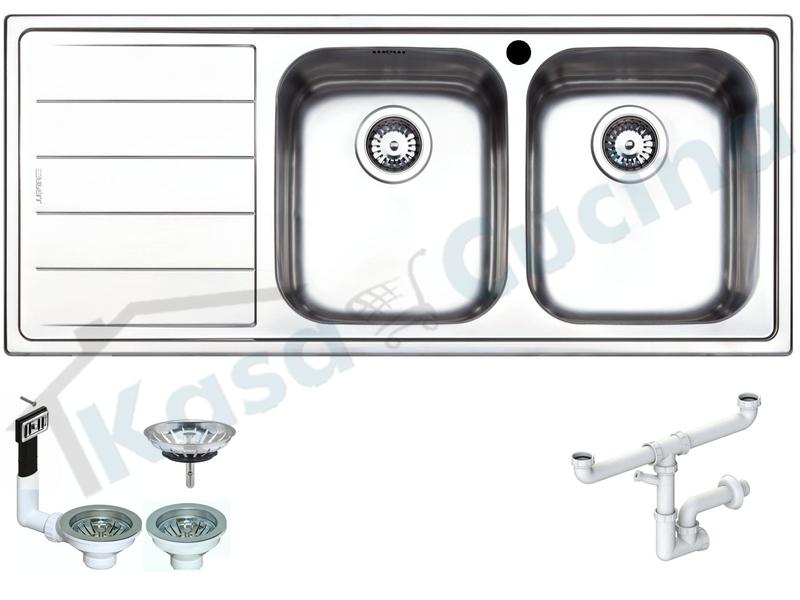 Lavello Incasso FHULLER Mod.TEKNO Acciaio Saldato Spazzolato 116X50 2V DX e Gocc. SX