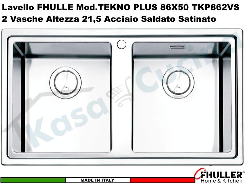 Lavello Incasso FHULLER Tekno Plus Acciaio Sp 10/10 86X50 2 Vasche H 21,5