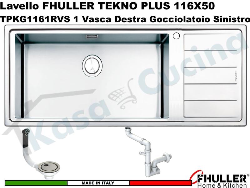 Lavello Incasso FHULLER Tekno Plus Acciaio Sp 10/10 116X50 1 V.H 21,5 Sinistra Grande