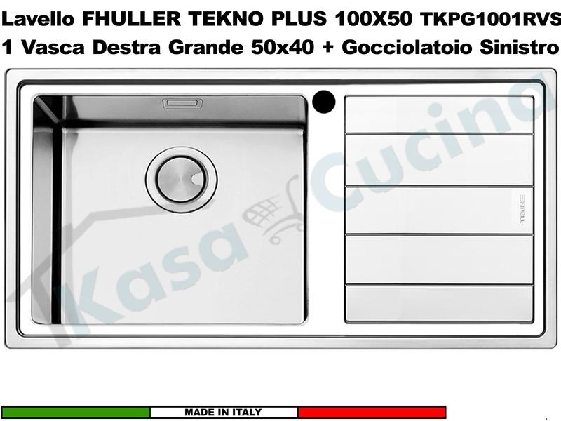 Lavello Incasso FHULLER Tekno Plus Acciaio Sp 10/10 100X50 1 V.H 21,5 Sinistra Grande