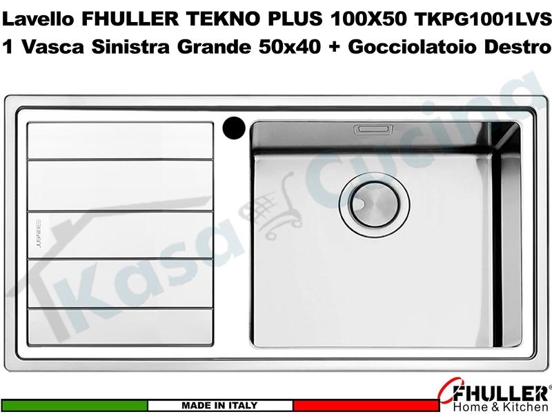 Lavello Incasso FHULLER Tekno Plus Acciaio Sp 10/10 100X50 1 V.H 21,5 DX Grande