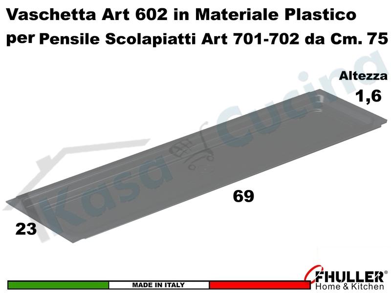 Vaschetta Raccogligocce ARDESIA INOXA 602/75AR Scolapiatti da 75 Interno 69