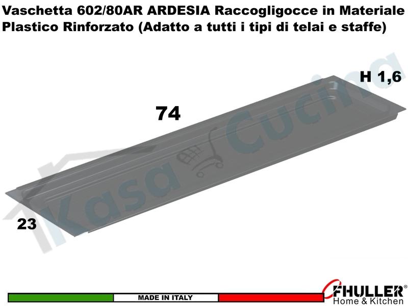 Vaschetta Raccogligocce ARDESIA INOXA 602/80AR Scolapiatti da 80 Interno 74