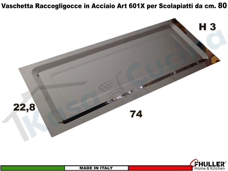 Vaschetta Raccogligocce Acciaio INOXA 601X/80 per Scolapiatti 701/702