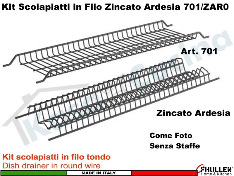 Scolapiatti FHULLER Griglia Piatti/Bicchieri ARDESIA Incasso Pensile da 40 a 90 701/ARP