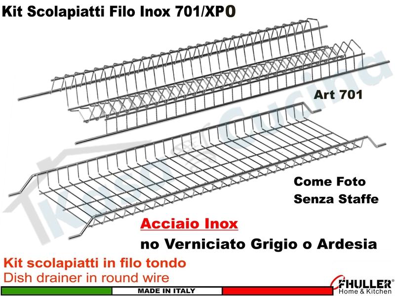 Scolapiatti FHULLER Griglia Piatti/Bicchieri ACCIAIO Incasso Pensile da 40 a 90 701/IX