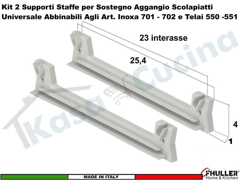 2 Staffe 901 Supporto Plastica Rinforzata Scolapiatti Inoxa Ricambio Universale