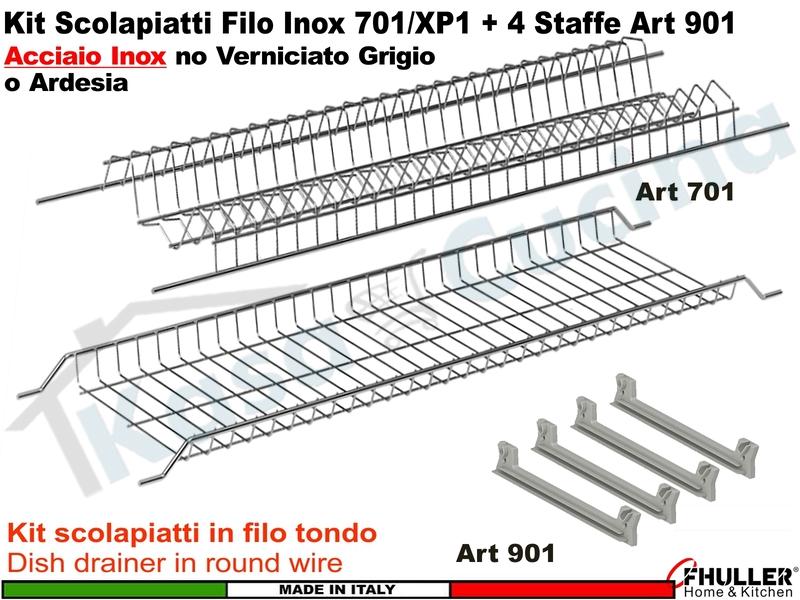 Scolapiatti ACCIAIO FHULLER Griglia Piatti/Bicchieri Incasso Pensile da 40 a 90 + Staffe