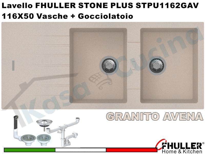 FHULLER Lavello incasso Cucina GRANITO STONE PLUS 116X50 2 Vasche + Gocciolatoio AVENA