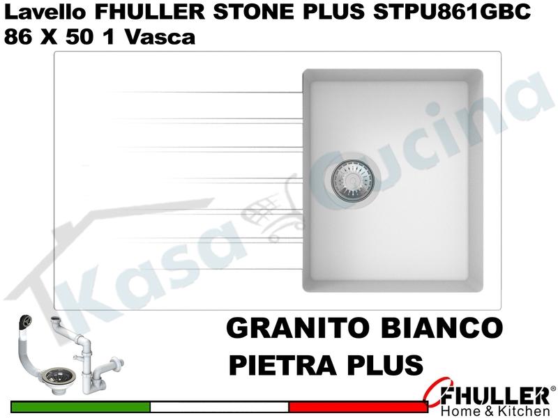 FHULLER Lavello incasso Cucina GRANITO STONE PLUS 86X50 1 Vasca + Gocciolatoio BIANCO