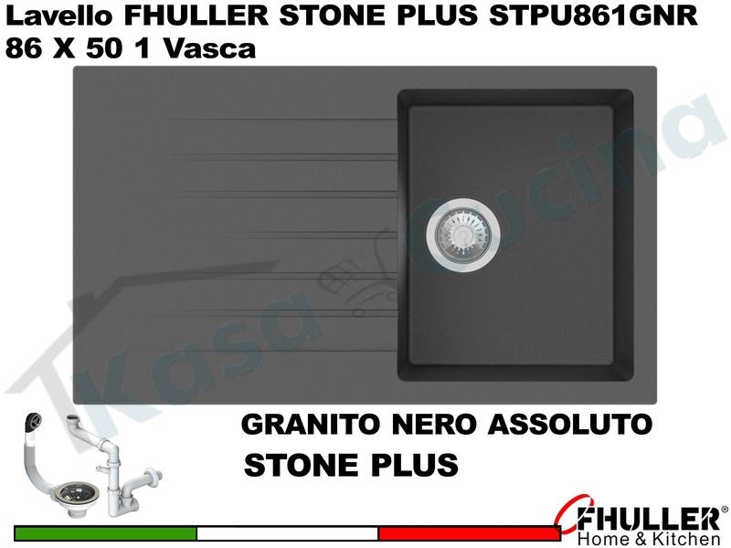 FHULLER Lavello incasso Cucina GRANITO STONE PLUS 86X50 1 Vasca + Gocciolatoio NERO
