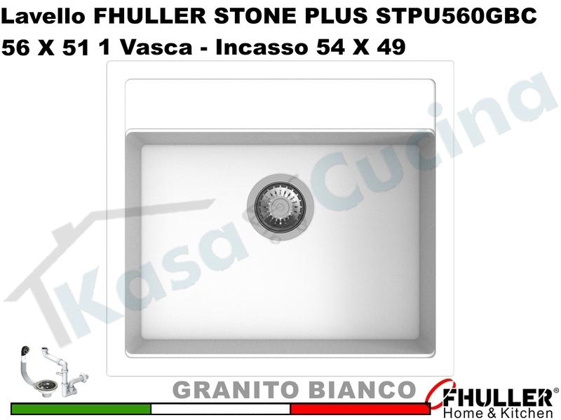 FHULLER Lavello incasso Cucina GRANITO STONE PLUS 56X51 1 Vasca BIANCO