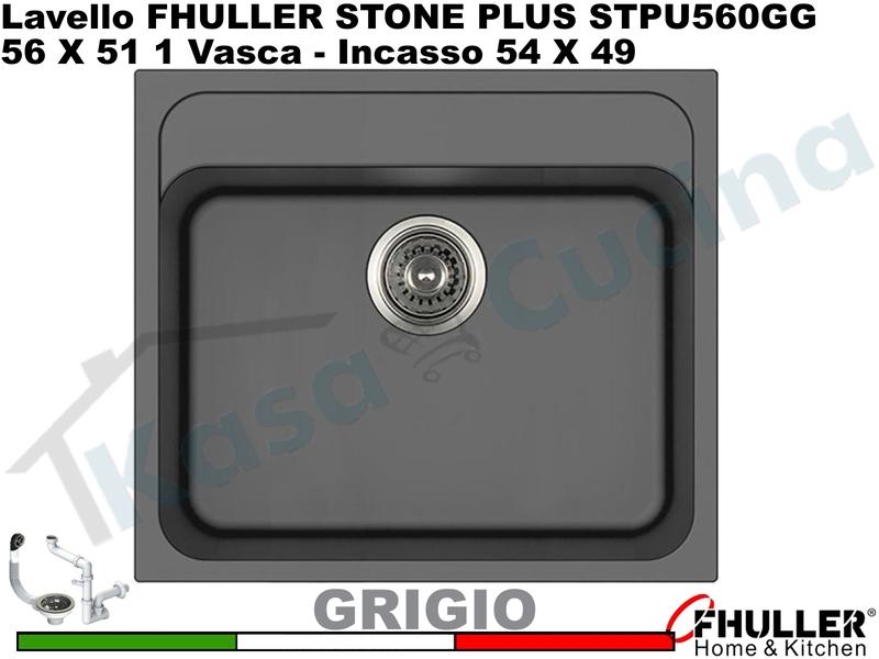FHULLER Lavello incasso Cucina GRANITO STONE PLUS 56X51 1 Vasca GRIGIO
