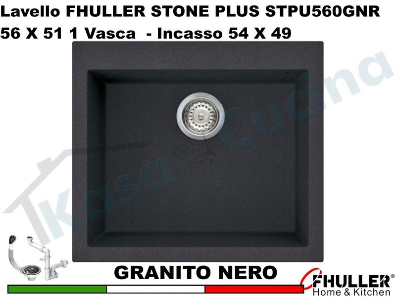 FHULLER Lavello incasso Cucina GRANITO STONE PLUS 56X51 1 Vasca NERO