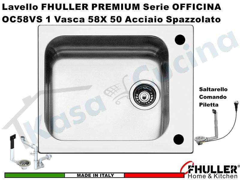 Lavello incasso FHULLER Mod. OFFICINA OC58VS Acciaio Spazzolato 58X50 1 V.+ Saltarello