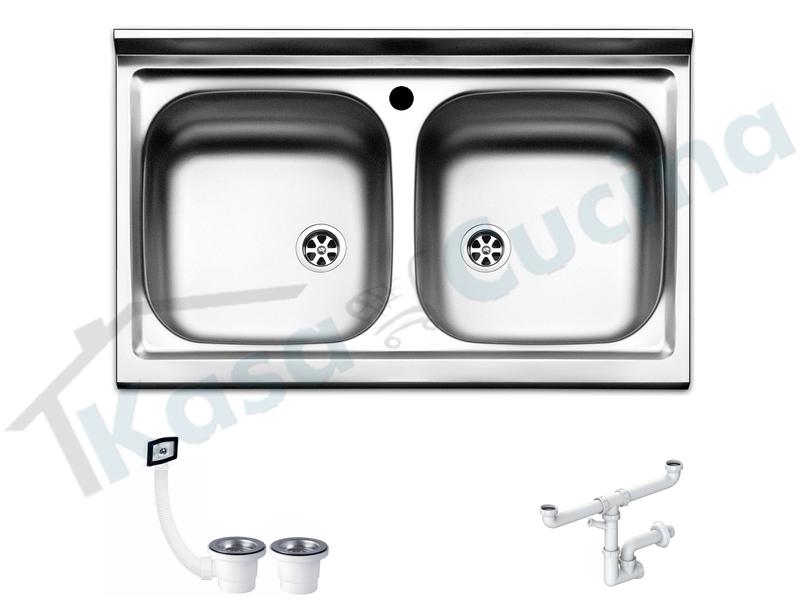 Lavello Appoggio FHULLER Mod. ITALIA Monostampo 80X50 2 Vasche Acciaio Inox