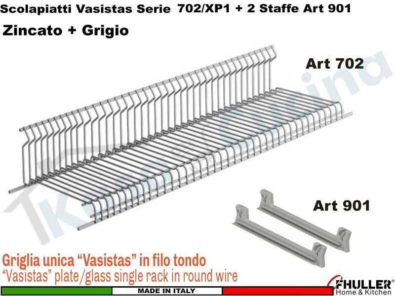 Scolapiatti VASISTAS Griglia Unica GRIGIO 702 Pensile 60 Interno 55,6 + 2 Staffe 901
